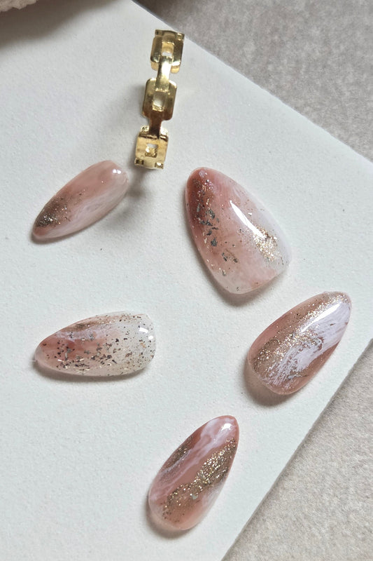 Earthy Luxe – Hand-Painted Press-On Nails