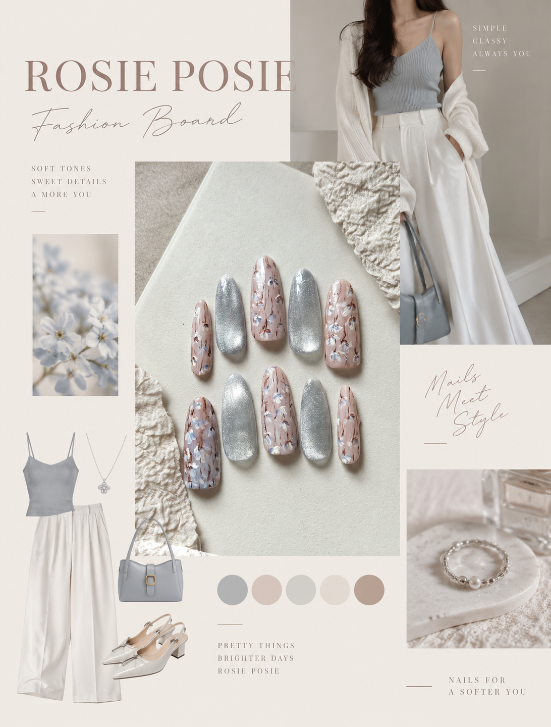 Moonlit Petals – Hand-Painted Press-On Nails