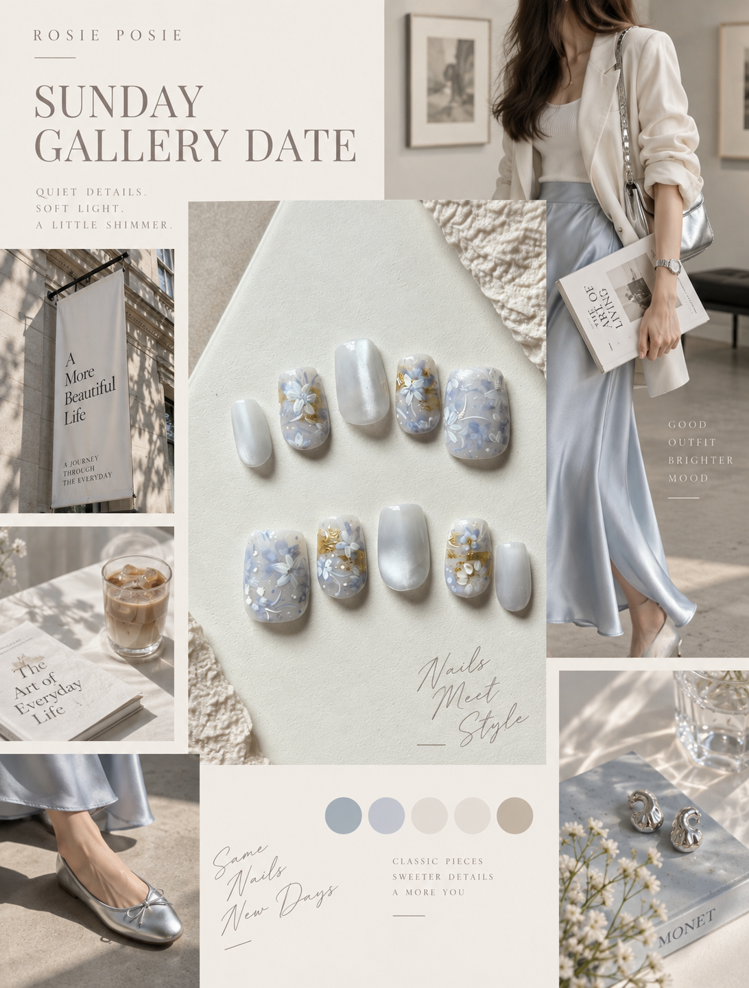 Blue Whisper – Hand-Painted Press-On Nails