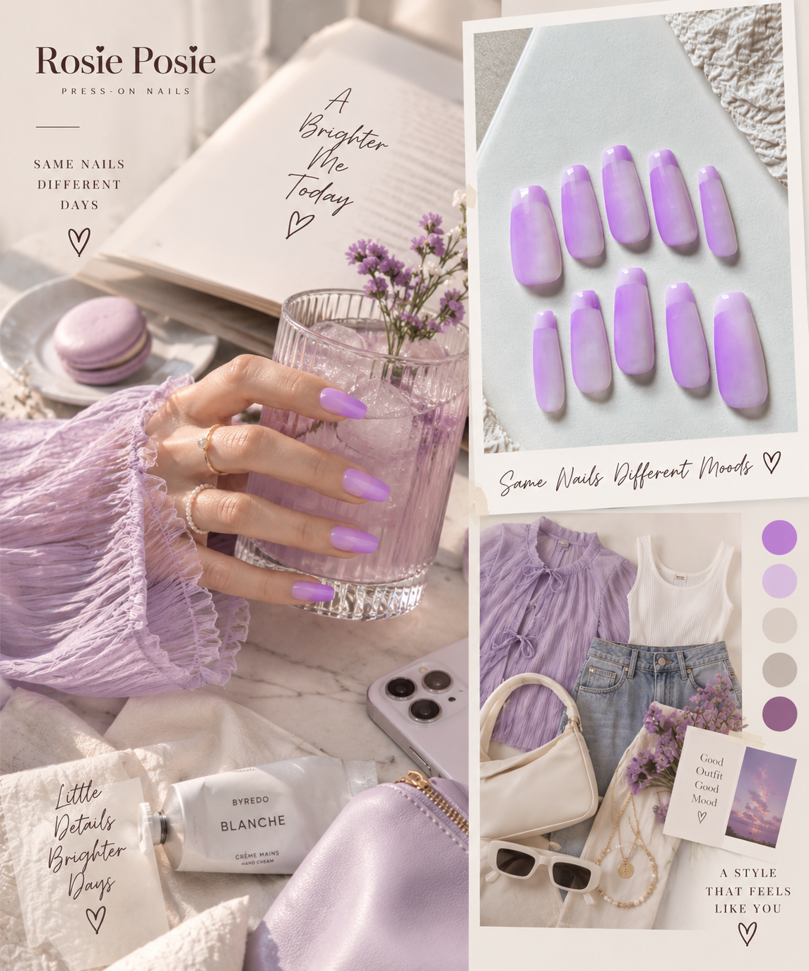 Lilac Fade – Hand-Painted Press-On Nails