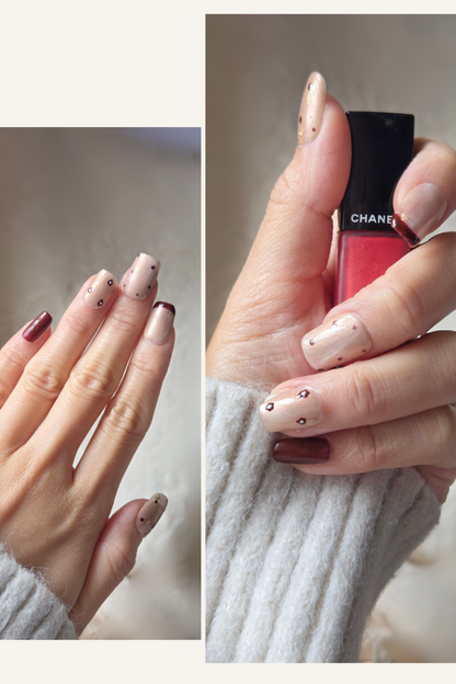 Merlot Kiss – Hand-Painted Press-On Nails