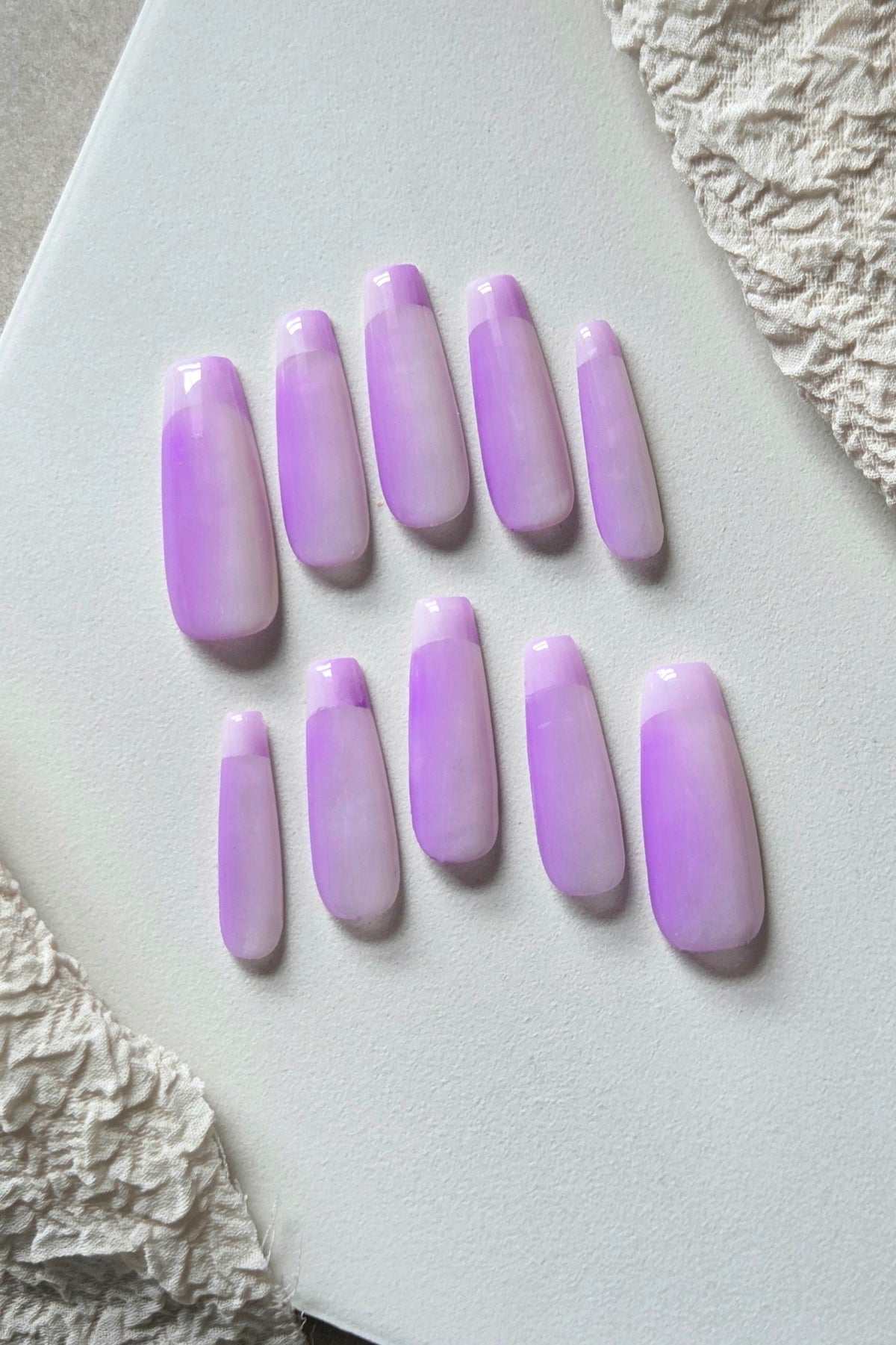Lilac Fade – Hand-Painted Press-On Nails