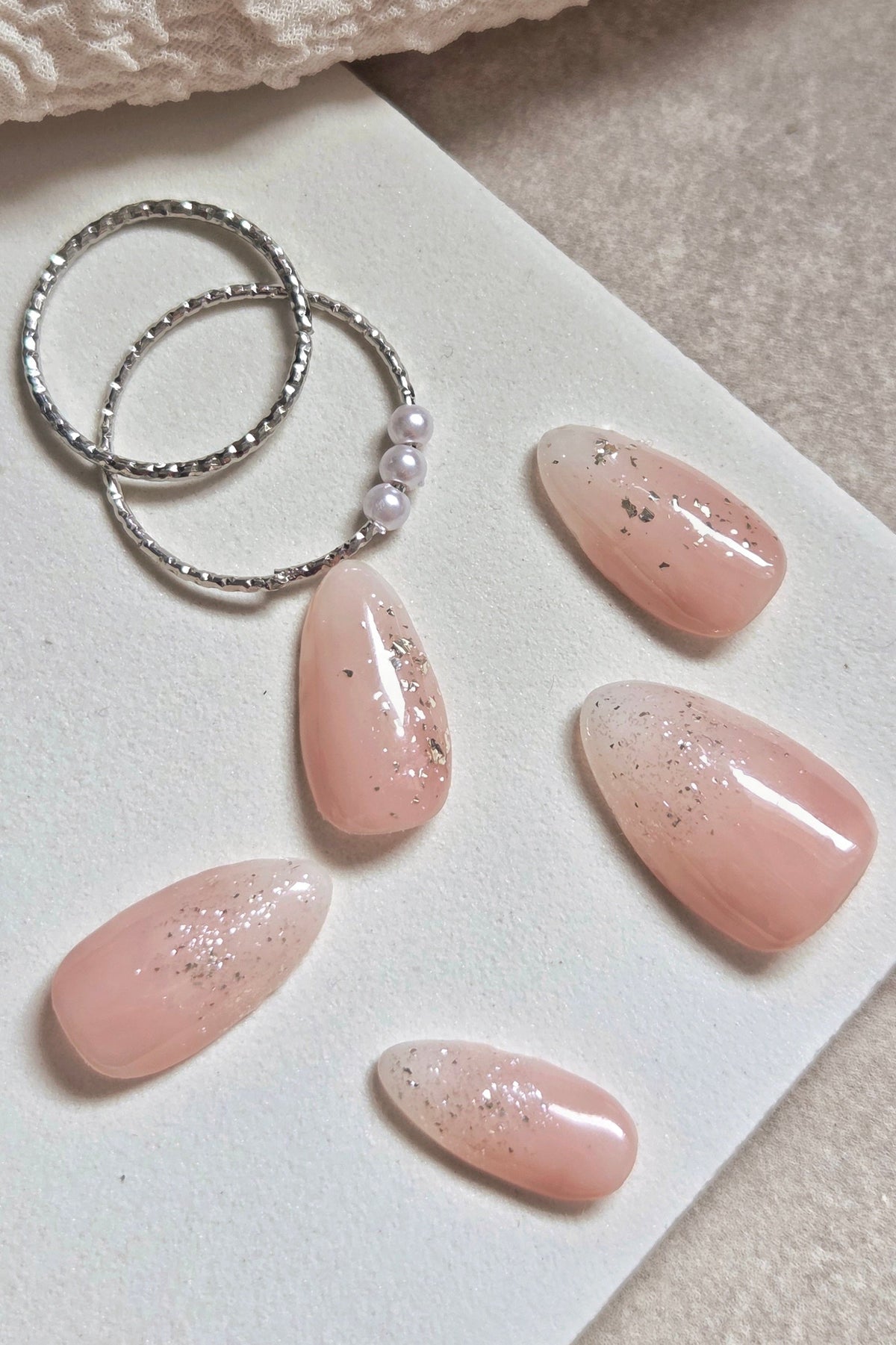 Blush Veil – Hand-Painted Press-On Nails