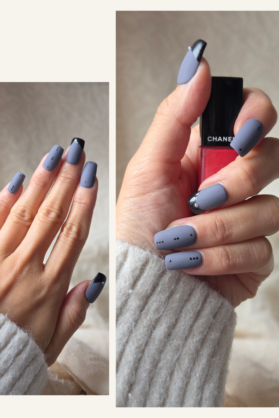 Velvet Noir – Hand-Painted Press-On Nails