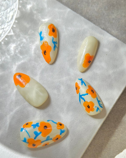 Marigold Muse – Hand-Painted Press-On Nails