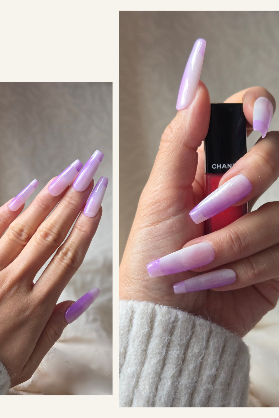 Lilac Fade – Hand-Painted Press-On Nails