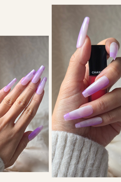 Lilac Fade – Hand-Painted Press-On Nails