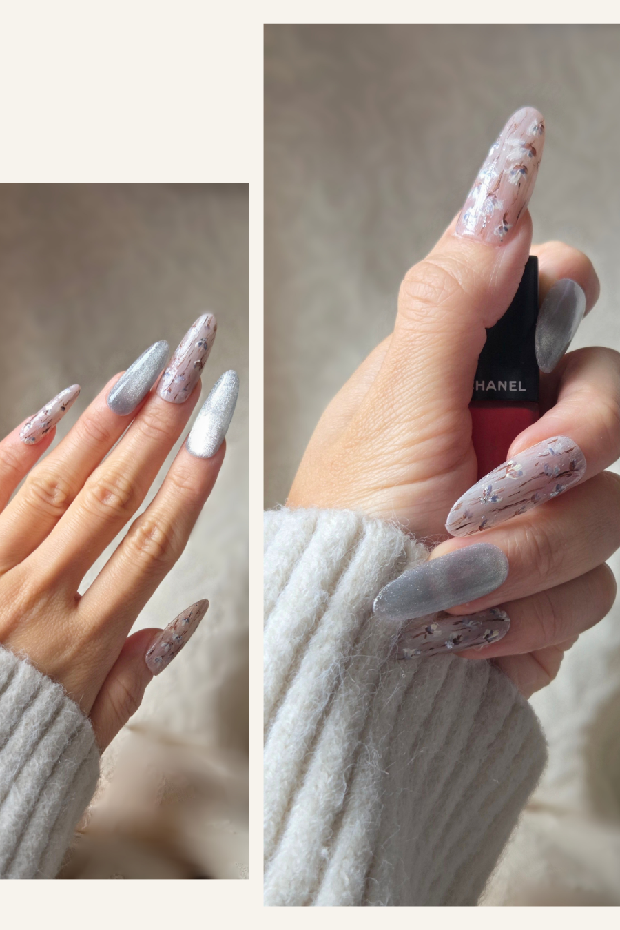 Moonlit Petals – Hand-Painted Press-On Nails
