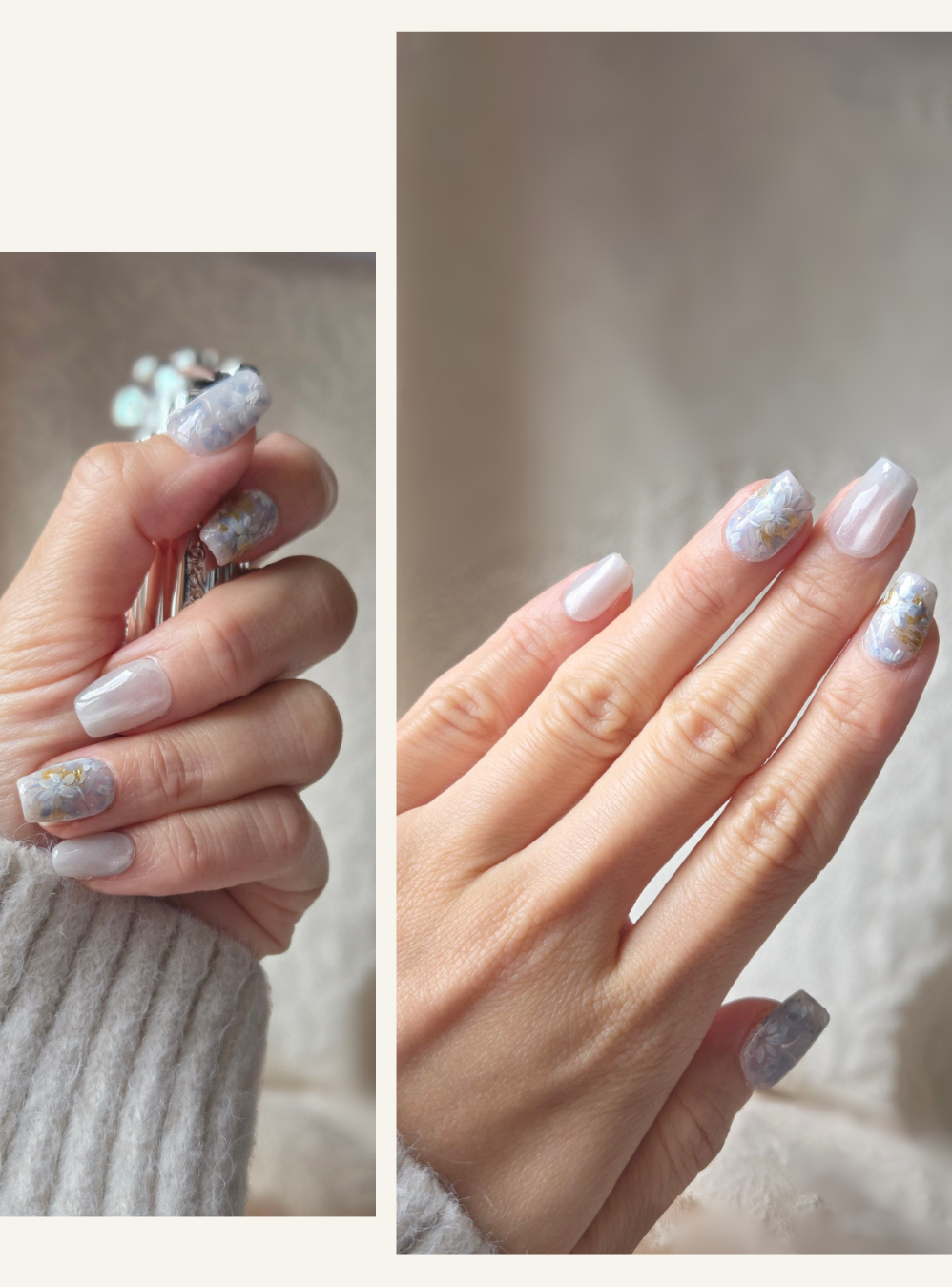 Blue Whisper – Hand-Painted Press-On Nails