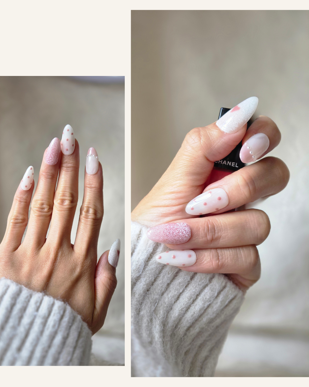 Blush & Lace – Hand-Painted Press-On Nails