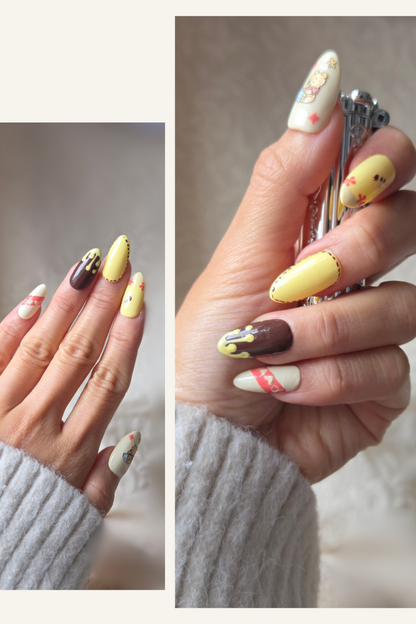 Honey Days – Hand-Painted Press-On Nails