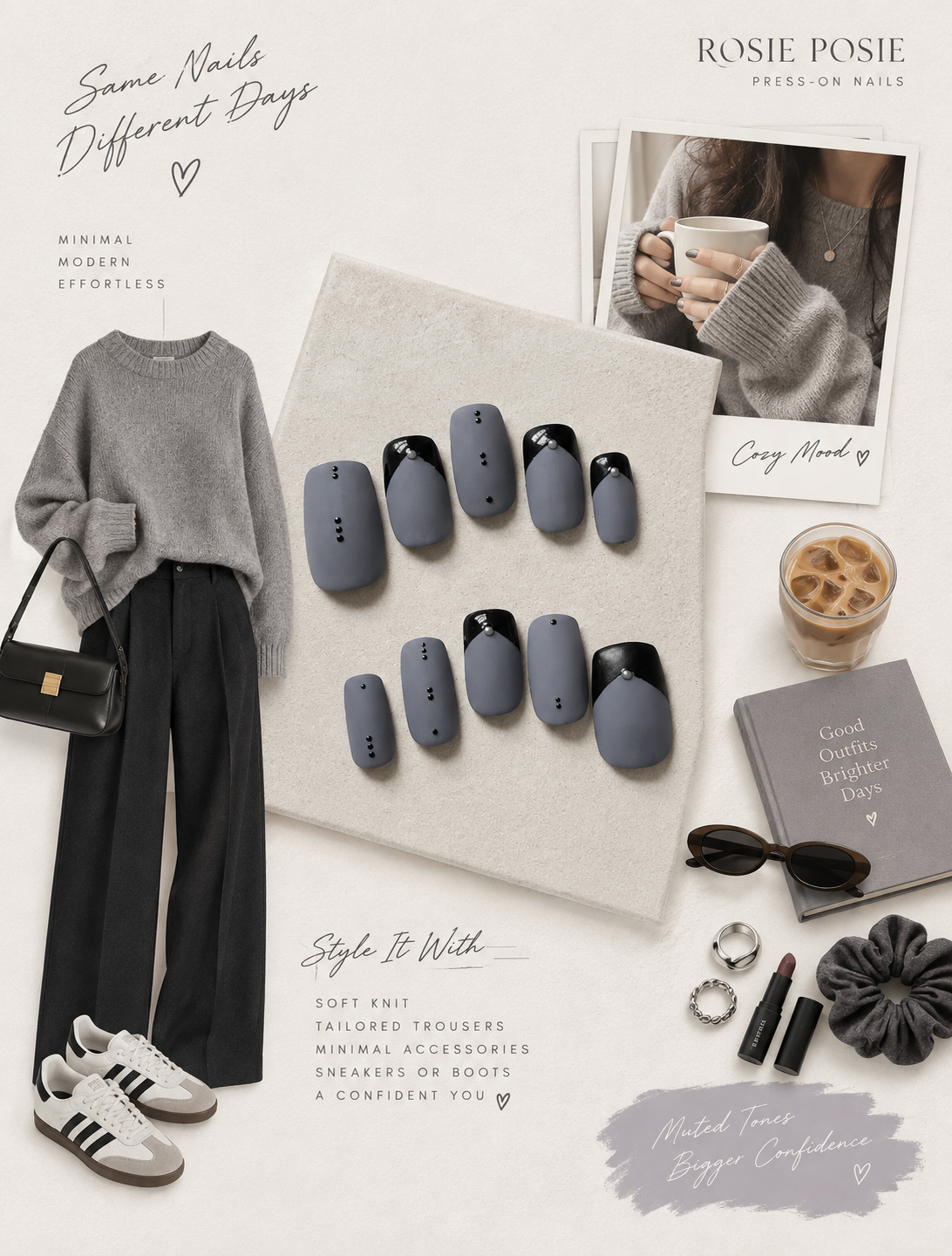 Velvet Noir – Hand-Painted Press-On Nails