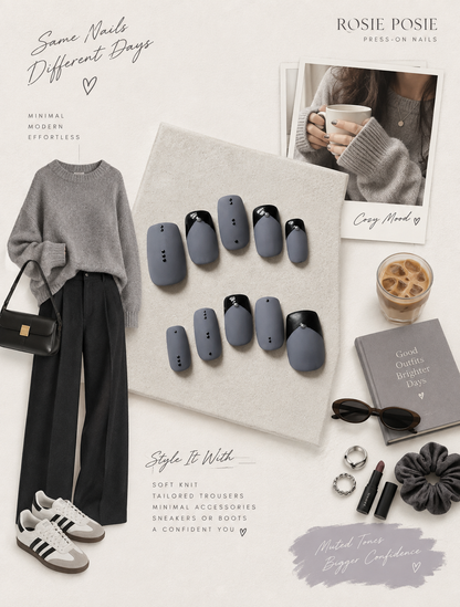 Velvet Noir – Hand-Painted Press-On Nails