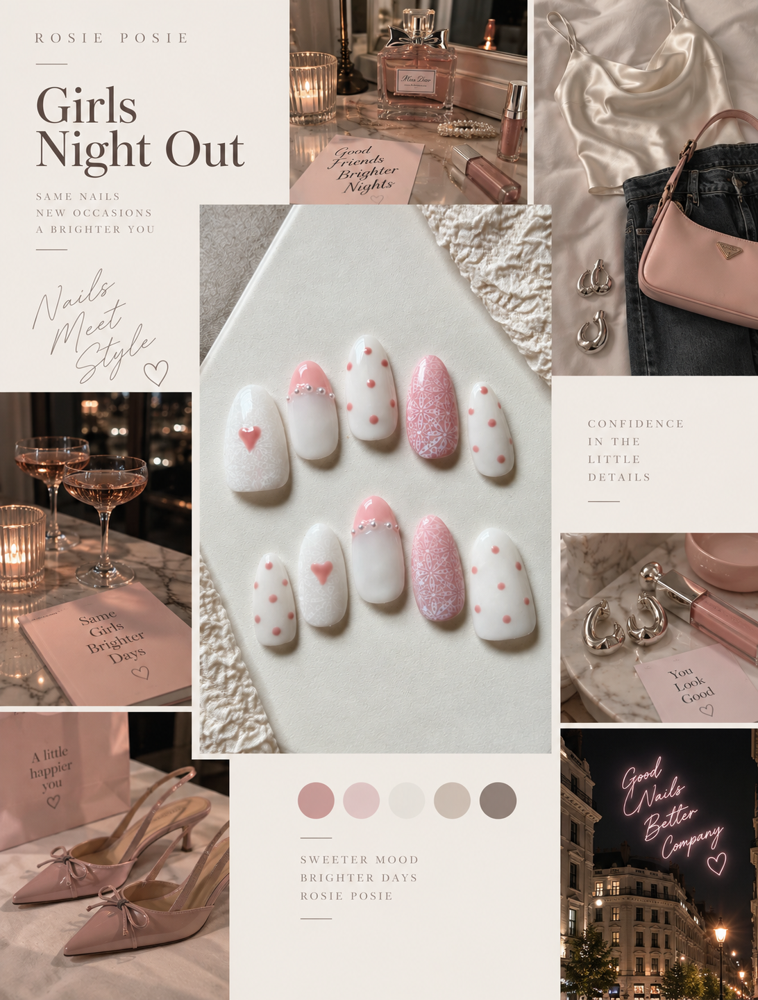 Blush & Lace – Hand-Painted Press-On Nails
