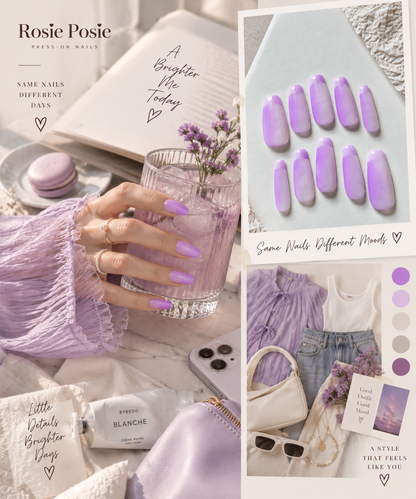Lilac Fade – Hand-Painted Press-On Nails